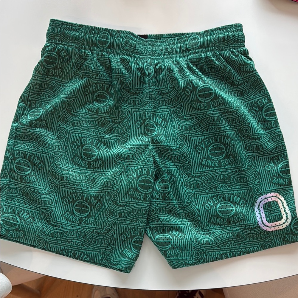 Green Patterned Kids Shorts
